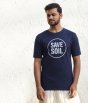 Unisex Save Soil Logo Short Sleeve  Organic Cotton Navy Blue T-Shirt