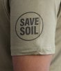 Save Soil Logo Print Short Sleeve Organic Cotton Tshirt Olive Green