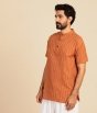 Men’s Yarn Dyed Short Sleeves Kurta - Rust