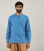 Men's Organic Long Sleeve Printed Kurta - Surf Blue 