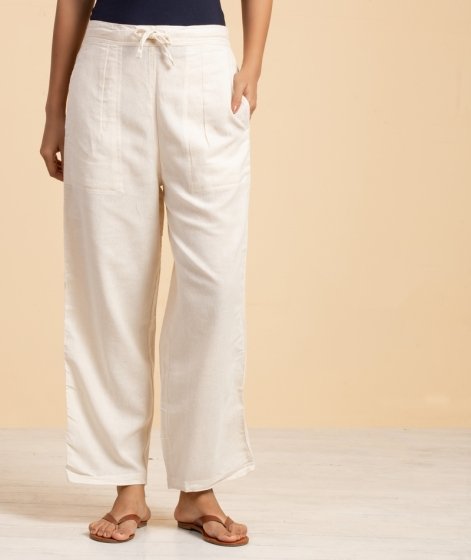 Buy Women Undyed Organic Cotton Drawstring Pant - Off-White