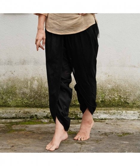 Women's 100% Organic Cotton Dhoti Pant - Black