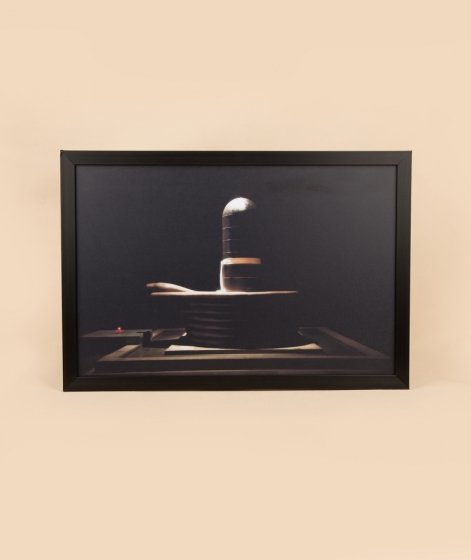 Dhyanalinga Photo - Black (18x12) with frame