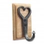 Iron Heart Shaped Hook On Wooden Base
