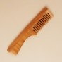 Handmade Neem Wood Comb with Handle (Wider teeth)