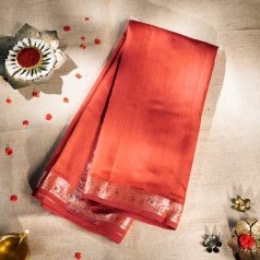 Comfortable Yet Elegant Consecrated Silk Saree in Red with Silver Border