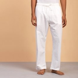 Buy Sadhana Mens White Pyjama Organic Cotton Online at Best