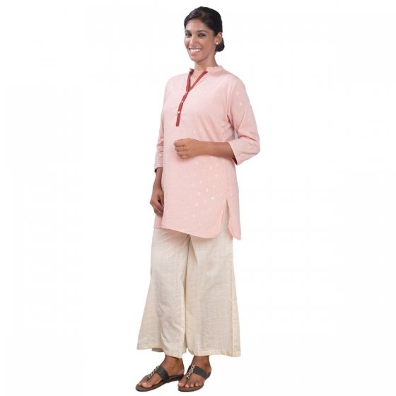 Women's Cotton Khari Printed Kurta - Pink