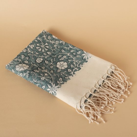  Handloom Silk Cotton Block Printed Ethnic Shawl, A festive gift. Style 2