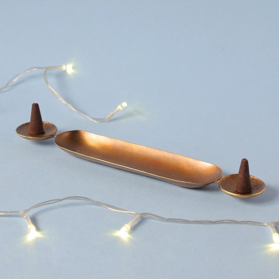 Tuber Incense Holder. Brass with bronze patina finish. Festive gift.