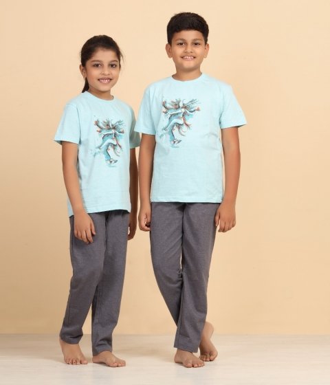 Melange Unisex T Shirt Tandava Turquoise 1-2 yrs