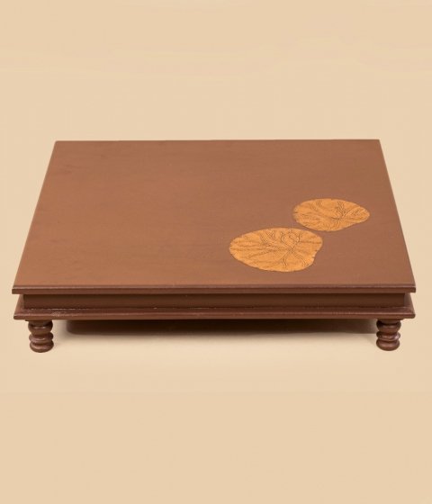 Low side table with copper lotus leaves - Small
