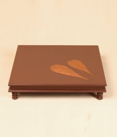 Pooja Table with Copper Temple Tree Leaves - 21x21