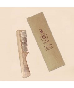 Handmade Neem Wood Comb (Handle model) - Narrow Teeth
