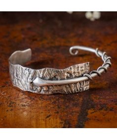 Sterling Silver 92.5 Sarpa - Textured Silver Cuff