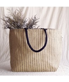 Natural canvas jute bag with reinforced handles