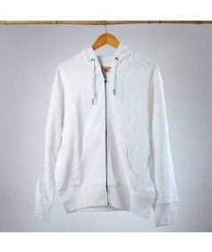 100 % Cotton Knitted Hoodie with Zipper White 