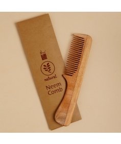 Handmade Neem Wood Comb (Handle model) - Narrow Teeth