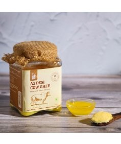 Pure A2 Desi Cow Ghee(500gm). Made traditionally from curd. Made from grass-fed free grazing desi cows' milk. Extracted using non-exploitative methods. Bilona ghee