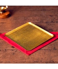 Decorative brass base plate for Devi Gudi. Intricately designed offering plate.