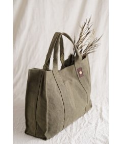 Washed Cotton Canvas Bag with shoulder handle