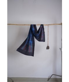 Handlook Navy Blue Stole Showcasing Bengal Kantha Embroidery