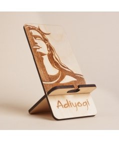 Adiyogi Etched Wooden Phone Stand