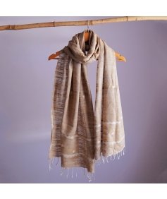 Classy grey eri silk stole naturally dyed with onion and turmeric, featuring simple white traditional designs