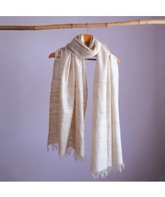 Handwoven classy off-white eri silk stole with an edgy finish