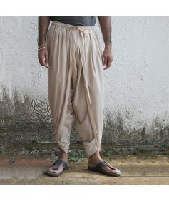 Isha’s signature. Ready to wear Unisex Dhoti Pants (Beige) / Panchakacham. Certified organic cotton. Easy to pull on. Versatile. Comfortable for both casual and formal wear. 
