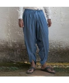 Isha’s signature. Ready to wear Unisex Dhoti Pants (Indigo) / Panchakacham. Easy to pull on. Versatile. Comfortable for both casual and formal wear.