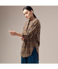 Yarn Dyed Crinkled Madras Check Womens Shirt - Dust Olive 
