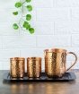 Hammered Copper Water Jug and Glass Set with Steel Tray (1 Jug + 2 Glass + 1 Tray)