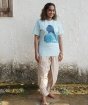 Adiyogi Graceful Melange Cotton T Shirt - Turquoise